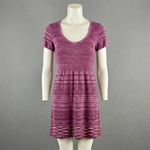 Retro Target Purple Knit Midi Dress XXL | Soft Stretch Short Sleeve Dress